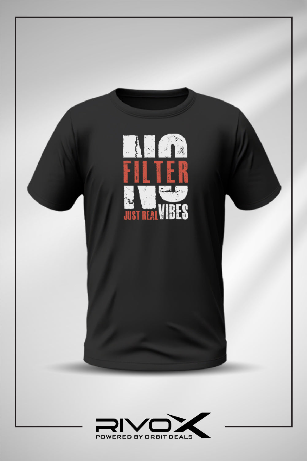 RivoX Men’s Essential Round Neck – No Filter Just Real Vibes