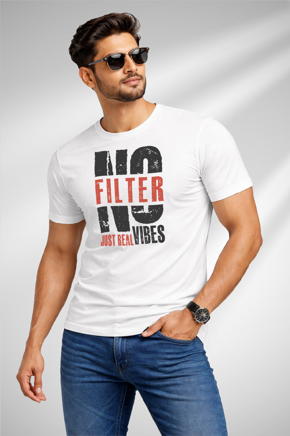 RivoX Men’s Essential Round Neck – No Filter Just Real Vibes