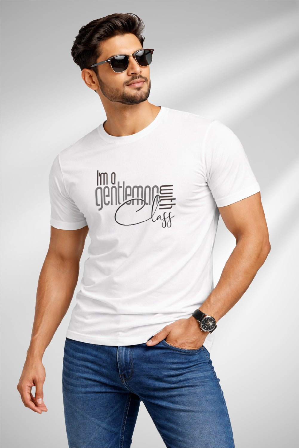 RivoX Men’s Essential Round Neck – I am gentleman with Class