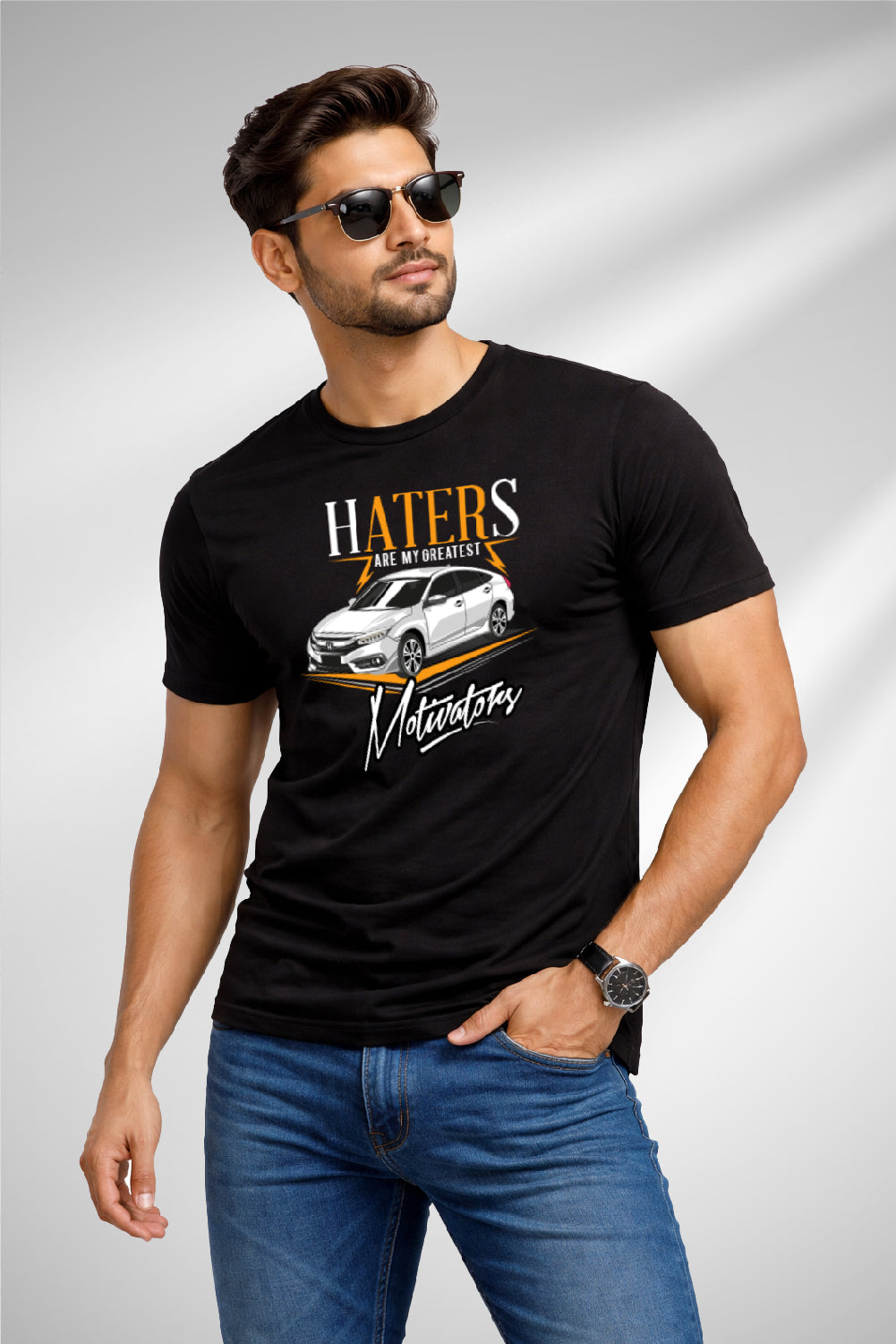 RivoX Men’s Essential Round Neck –HATERS ARE MY GREATEST MOTIVATORS